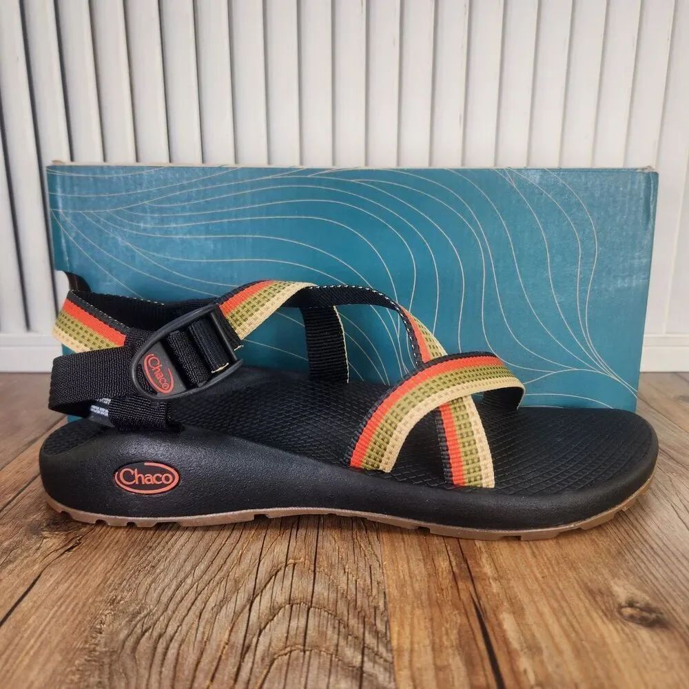 Chaco Z/1 Classic Tetra Moss Womens Size 11 Black Striped Hiking Strappy Sandals